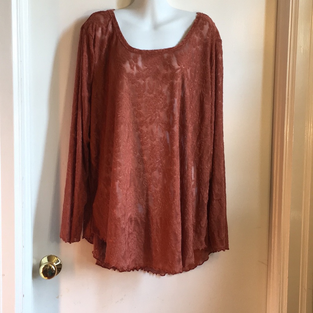 maurices 3X sheer floral top copper orange NWOT
